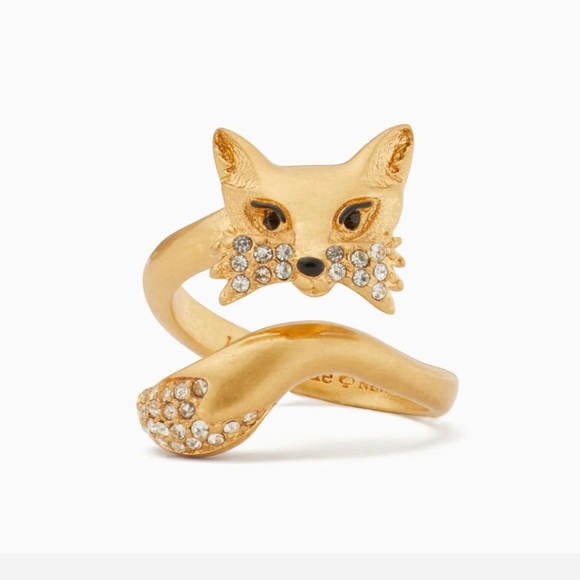 Kate Spade New York So Foxy Fox Head Ring ~ Pave Rhinestone Open Wrap Ring - Picture 13 of 13